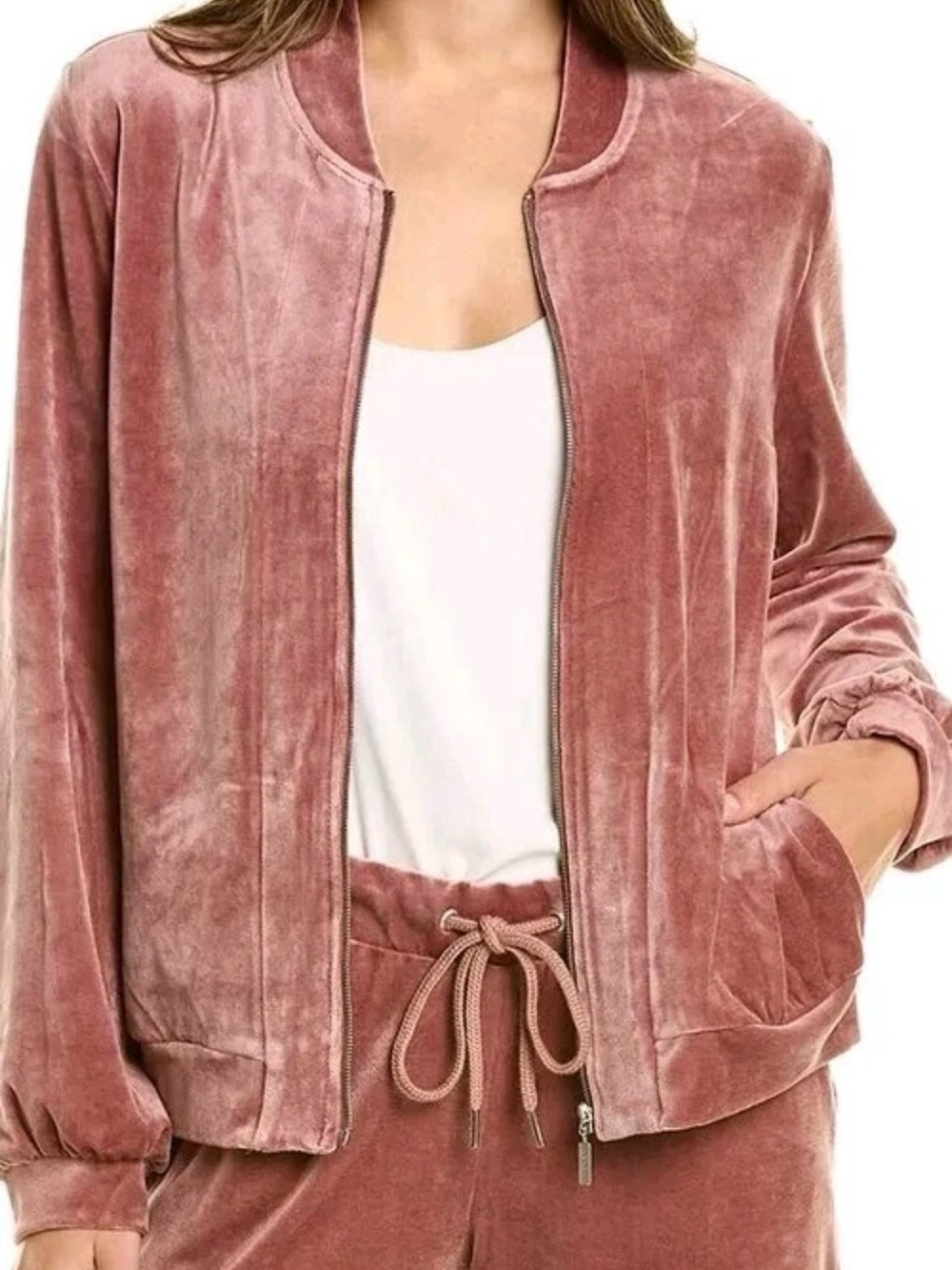 HANRO Track Jacket Womens
Medium Taupe Zip Up Velvet Velour
Casual